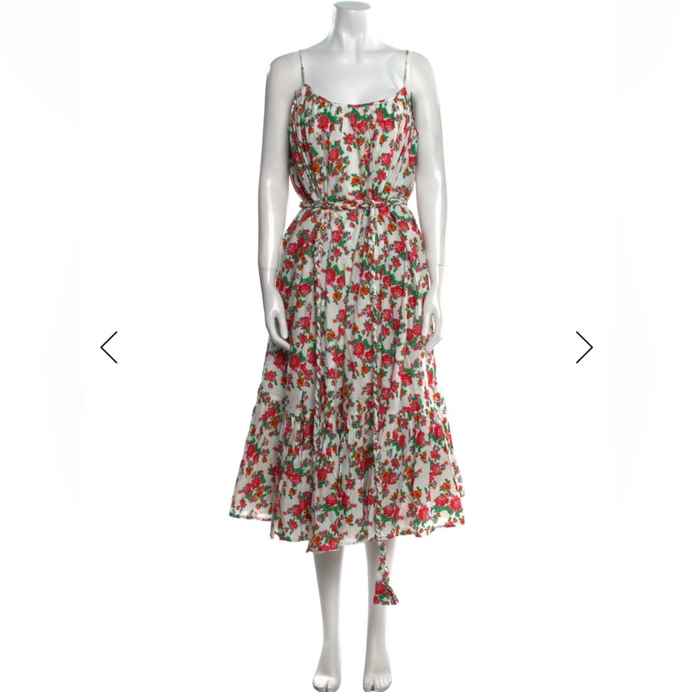 RHODE Floral Print Midi Dress Spaghetti Strap Tiered Size S